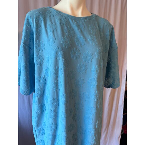 Olly & Beth Blue Flower Terry-Cloth Dress - Large - Picture 2 of 8